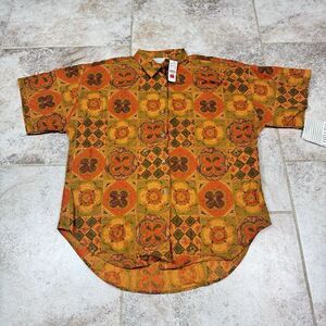 Vintage Casey & Max Shirt Womens Small Short Sleeve Button Patch Deadstock